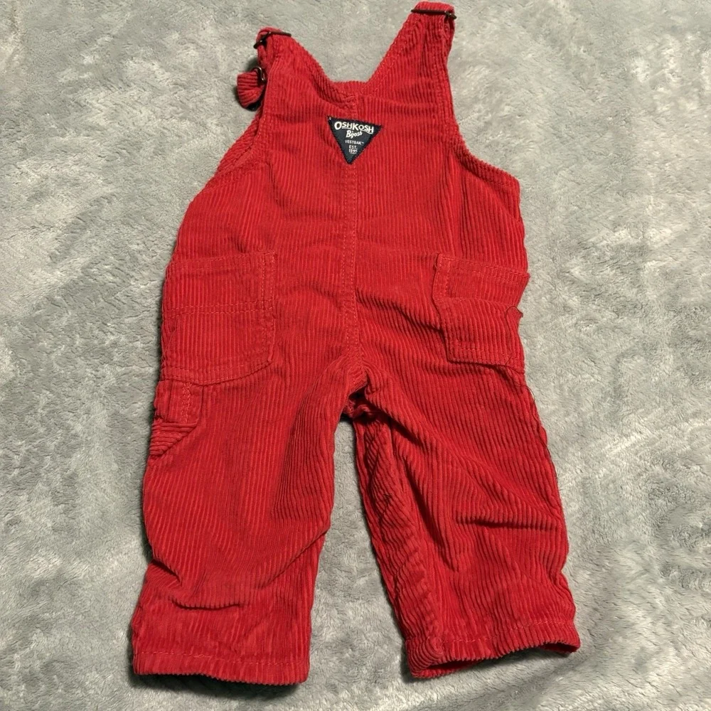 Oshkosh Bgosh Overalls Baby 6 Months Red Corduroy